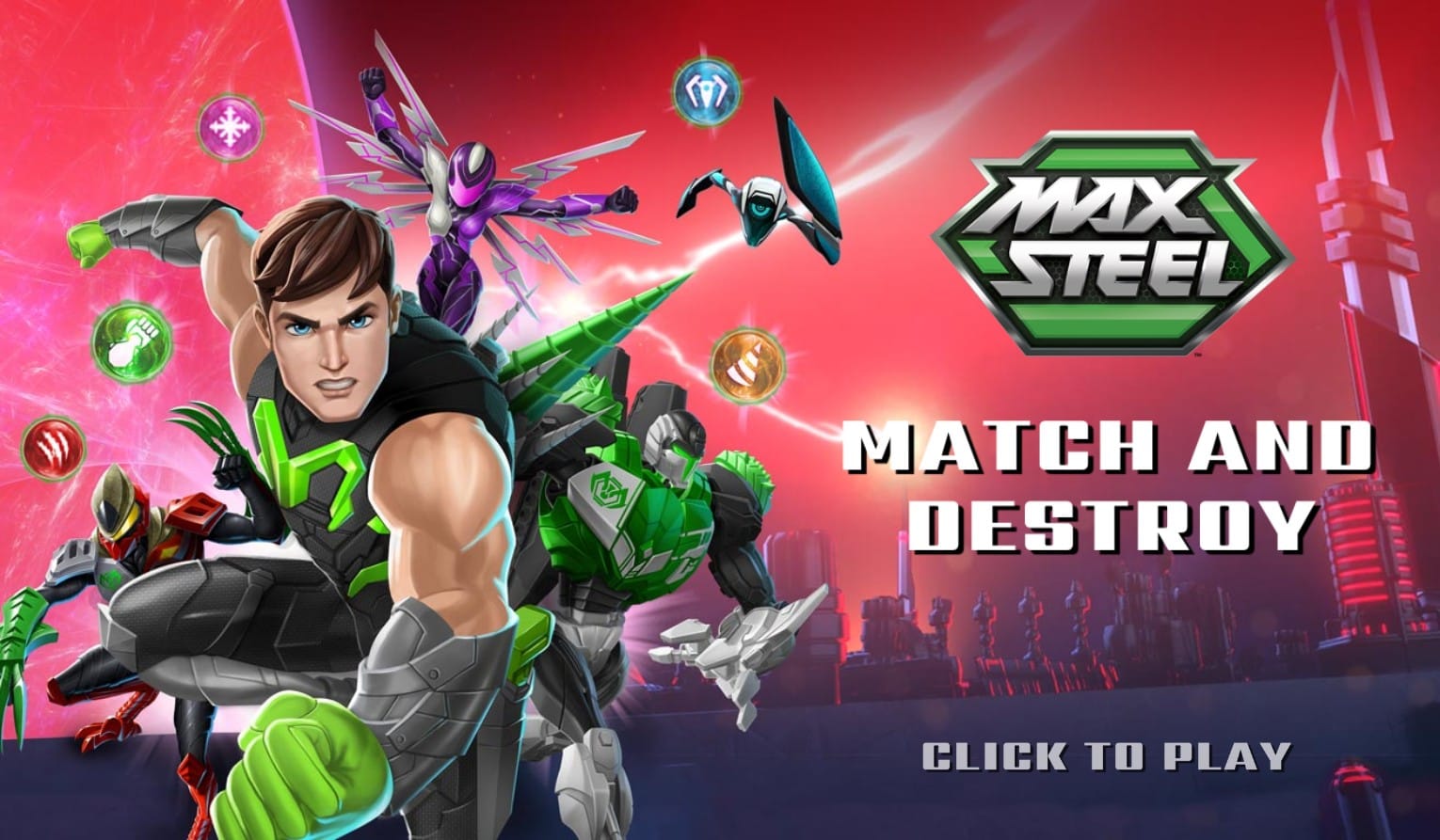 Max Steel Match and Destroy: Action Puzzle Hero Adventure