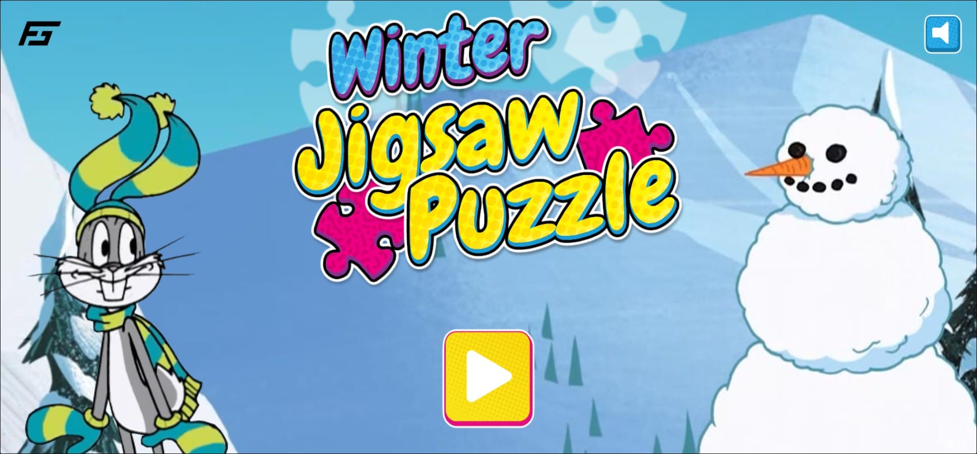 Winter Jigsaw Puzzle Game featuring Bugs Bunny